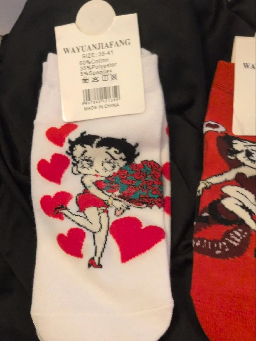 Betty Boop Women's Socks - White, Red, Pink